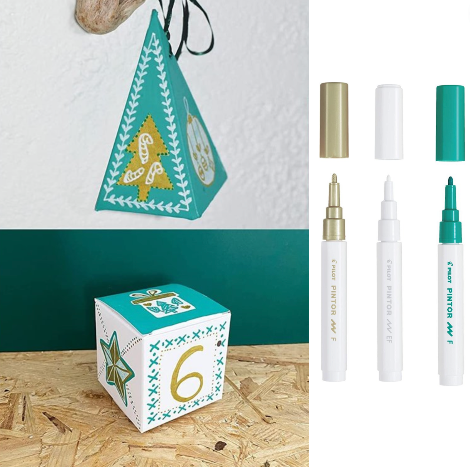 kit-calendrier-de-l-avent-turquoise-et-or-24-bo-tes-remplir image 2