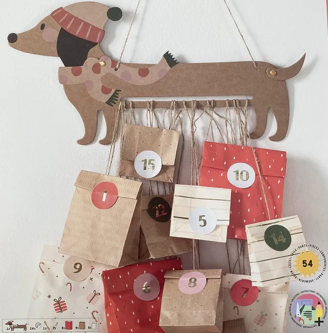 mes-courses-en-vrac-calendriers-de-l-avent-kit-kraft-chien-calendrier-remplir image 1
