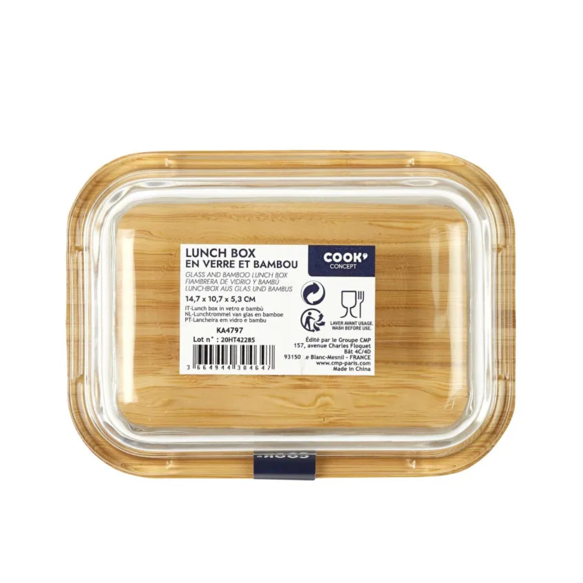 cook-concept-lunch-box-verre-bambou-repas-32-cl-transparent image 2