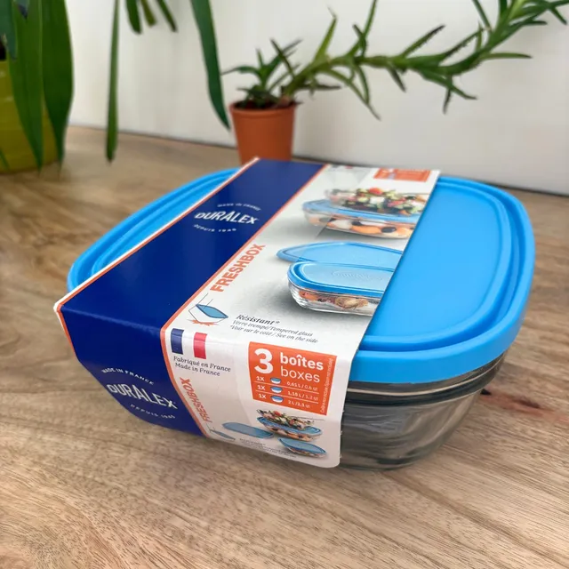 duralex-pack-3-saladiers-verre-carr-conservation-2l image 1
