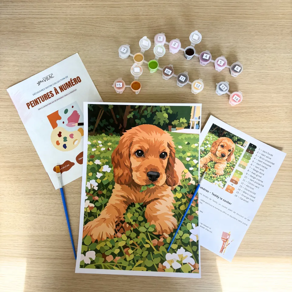 peinture-au-num-ro-chien-teddy-kit-toile-a4-france image 1