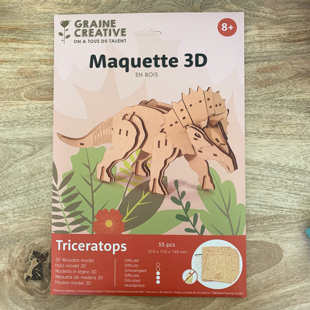 maquettes-triceratops-maquette-3d-bois-55-pi-ces-31-cm image 1