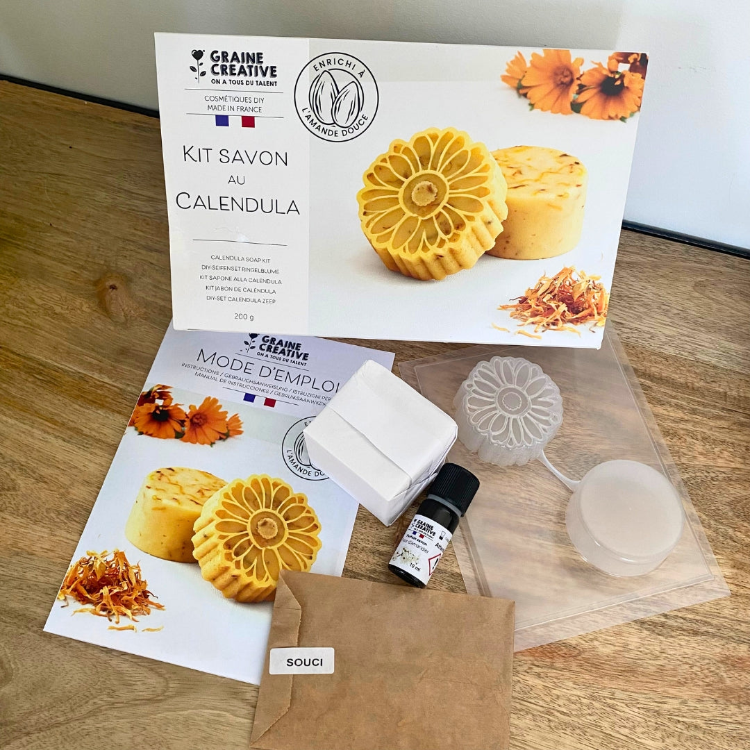 graine-cr-ative-kit-diy-coffret-savon-calendula-fleur-amande image 1