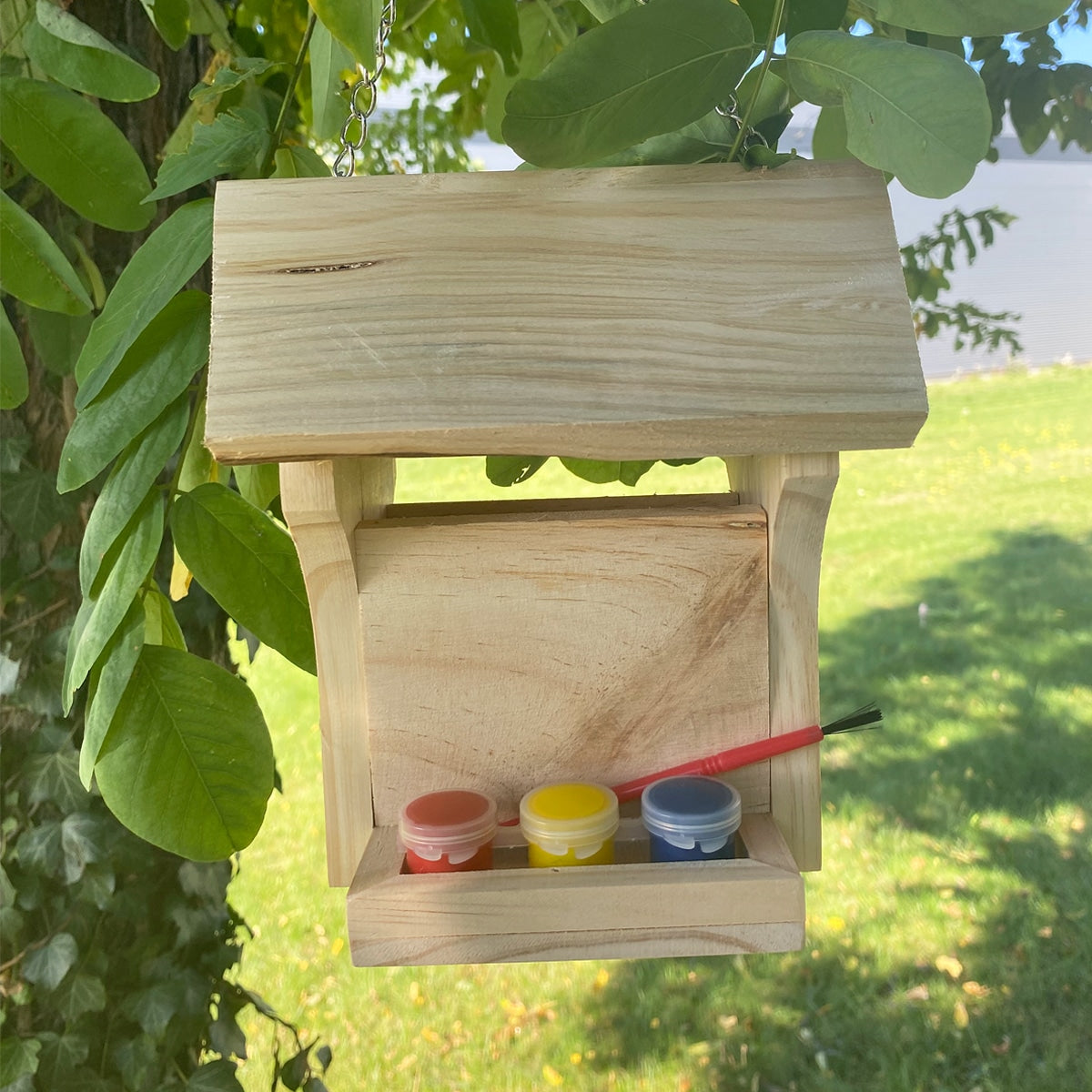 mes-courses-en-vrac-mangeoire-oiseaux-bois-peindre-kit image 1