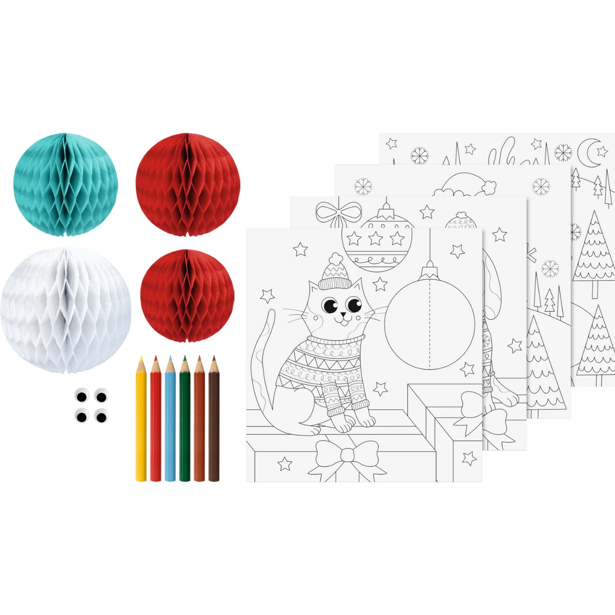heyda-kit-coloriage-3d-hiver-15-pi-ces-cartes-et-crayons image 2