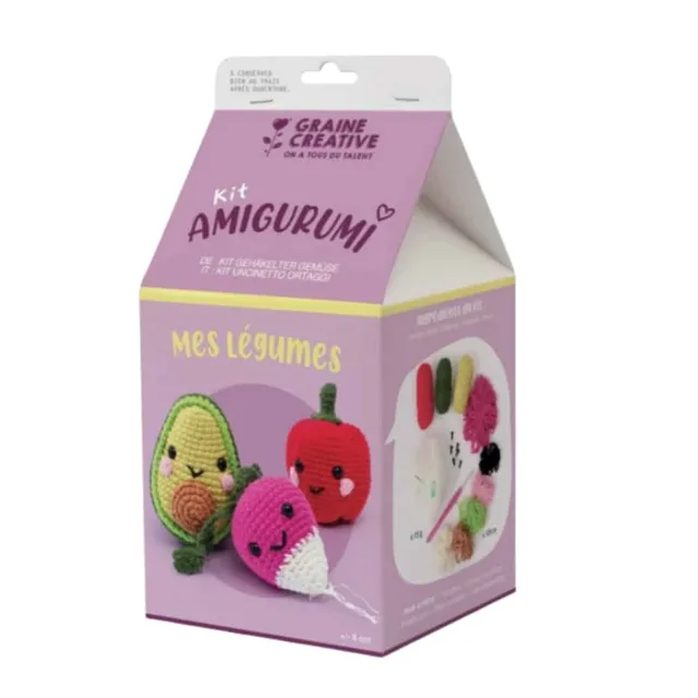 mes-courses-en-vrac-kit-amigurumi-mes-l-gumes-crochet-coton-8-cm image 1