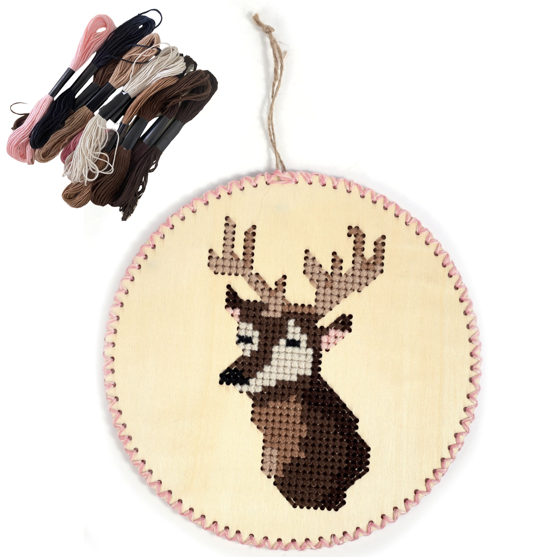 mes-courses-en-vrac-kit-broderie-renne-kit-broderie-bois-no-l-22-cm image 1