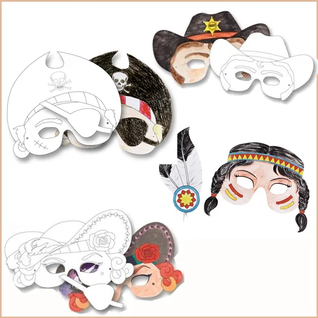 mes-courses-en-vrac-d-guisements-kit-masques-th-mes-x6-carton-colorier image 1