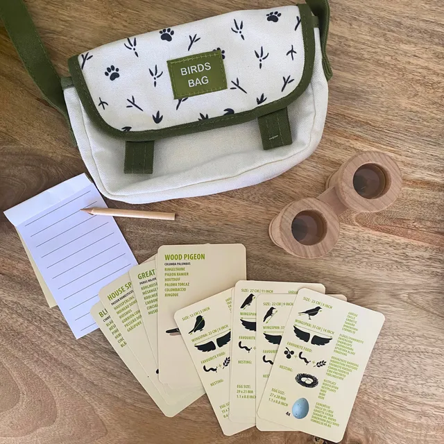 esschert-design-sac-explorateur-oiseaux-jumelles-bois-enfant image 1