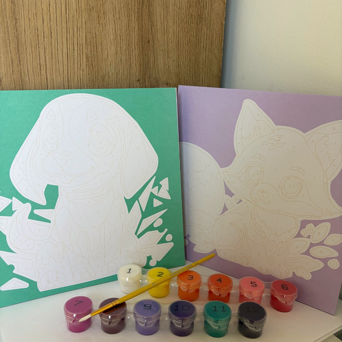 mes-courses-en-vrac-coffret-peinture-au-num-ro-chien-et-renard-enfant image 2