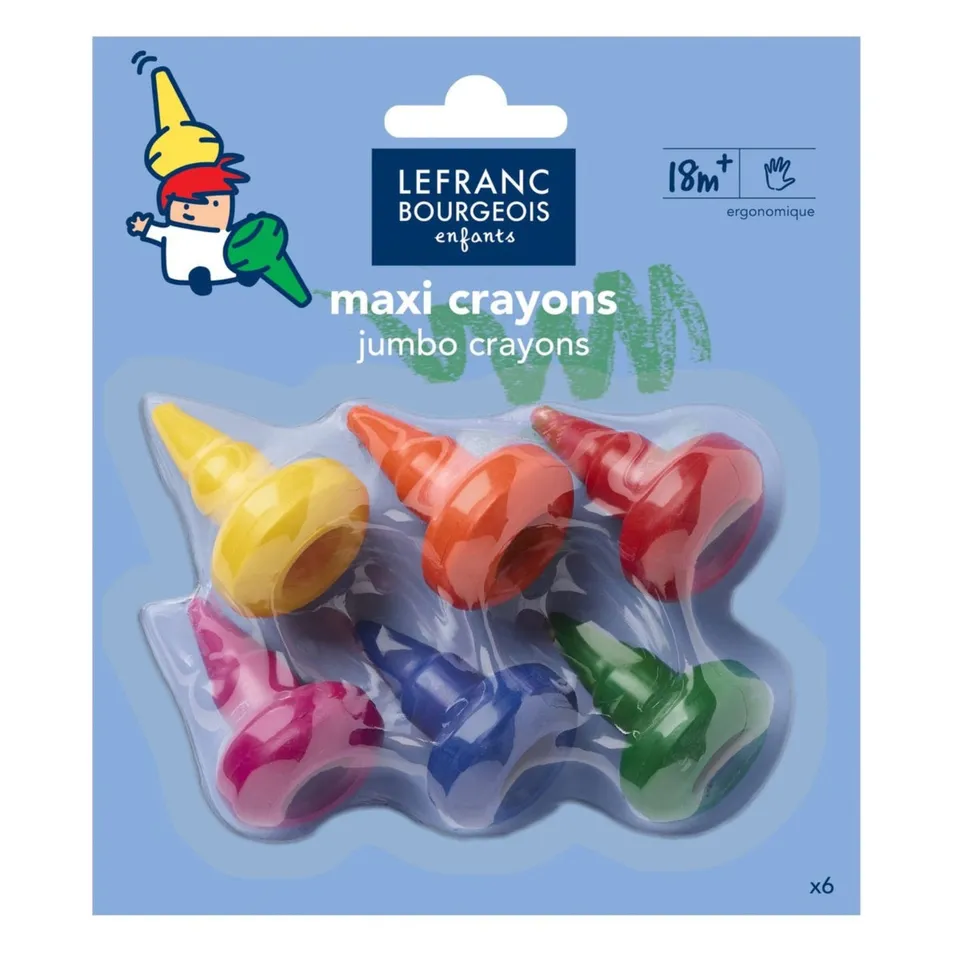 lefranc-bourgeois-maxi-crayons-de-cire-6-couleurs-enfant image 1