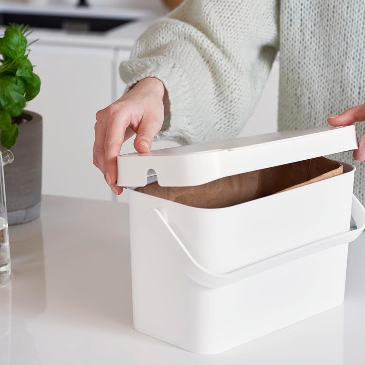 seau-compost-5l-blanc-poubelle-cuisine-d-chets image 1