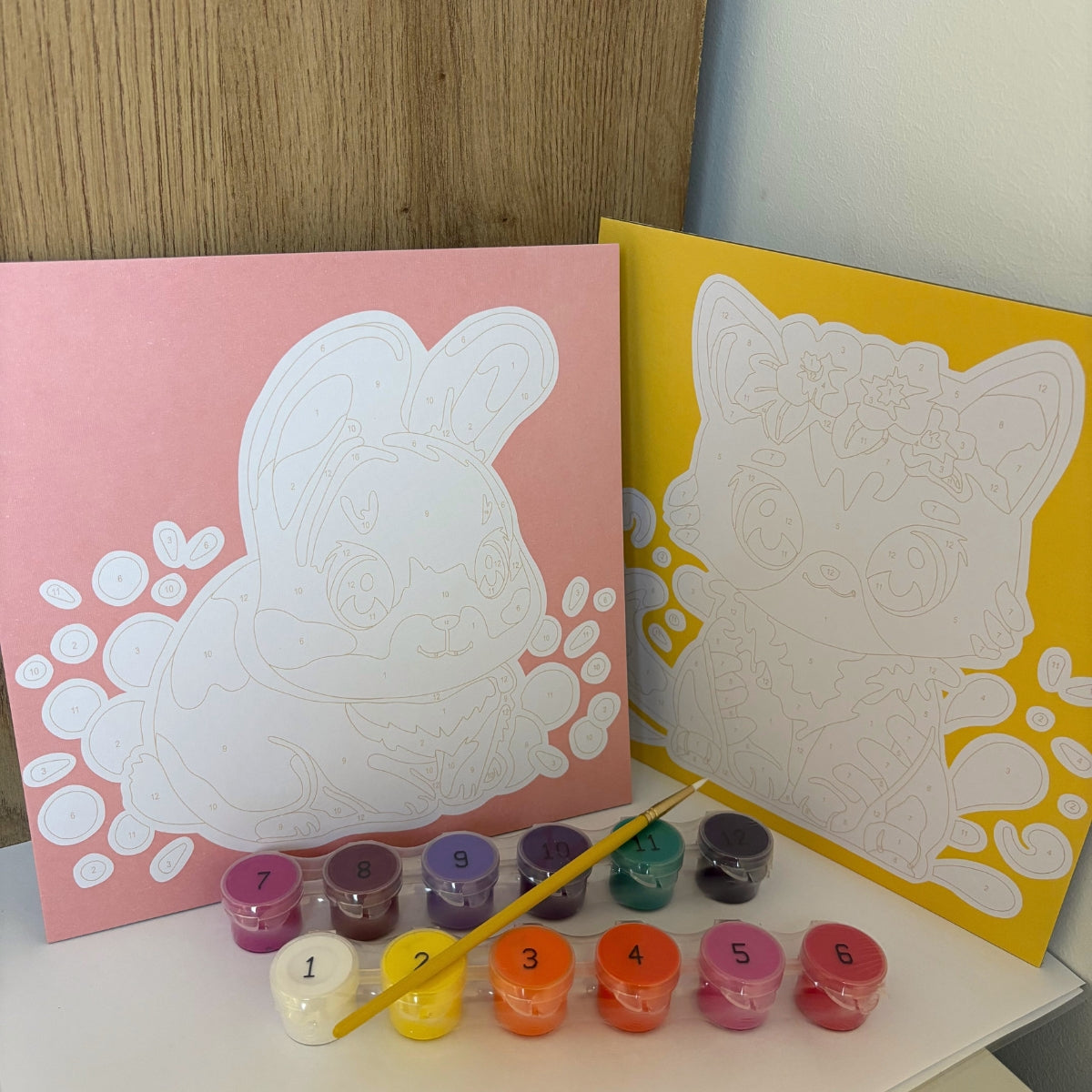 mes-courses-en-vrac-peintures-num-ros-chat-lapin-coffret-2-tableaux-enfant image 2