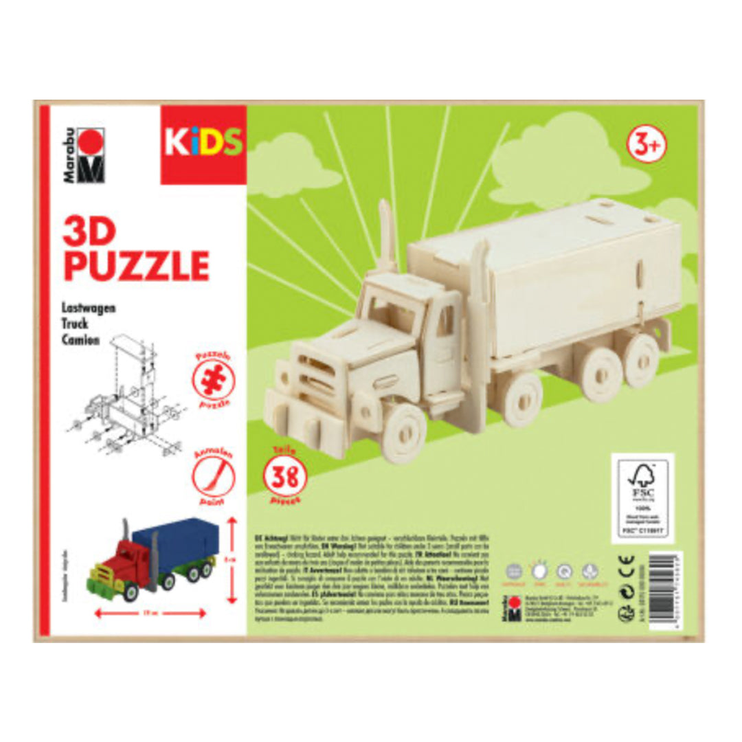 puzzle-3d-bois-camion-38-pi-ces-19-cm-peindre image 2