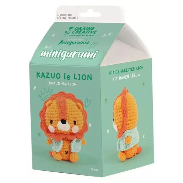 mes-courses-en-vrac-kit-minigurimi-kazuo-le-lion-crochet-coton-10-cm image 1