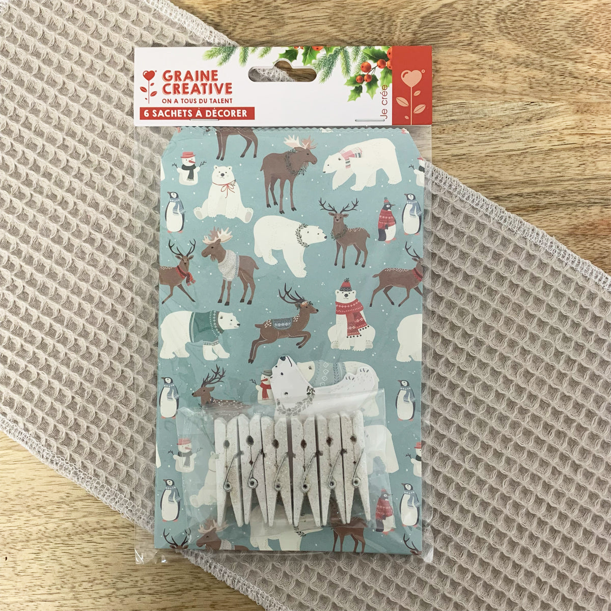 mes-courses-en-vrac-kit-6-sachets-kraft-animaux-de-no-l-papier image 2