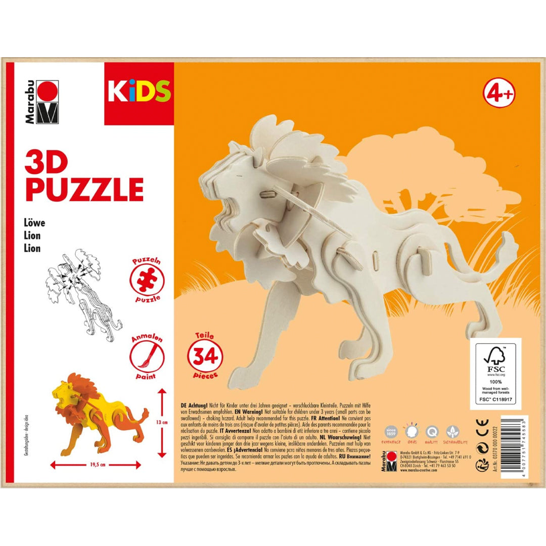 mes-courses-en-vrac-puzzle-3d-bois-lion-34-pi-ces-enfant image 2