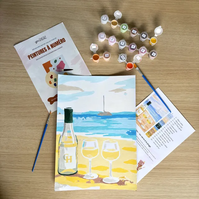 mes-courses-en-vrac-peinture-au-num-ro-un-verre-la-plage-a4 image 1