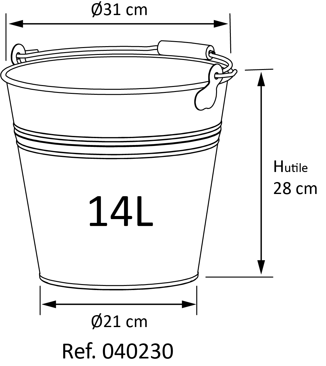 guillouard-luciole-seau-14l-acier-galvanis-31-cm image 2