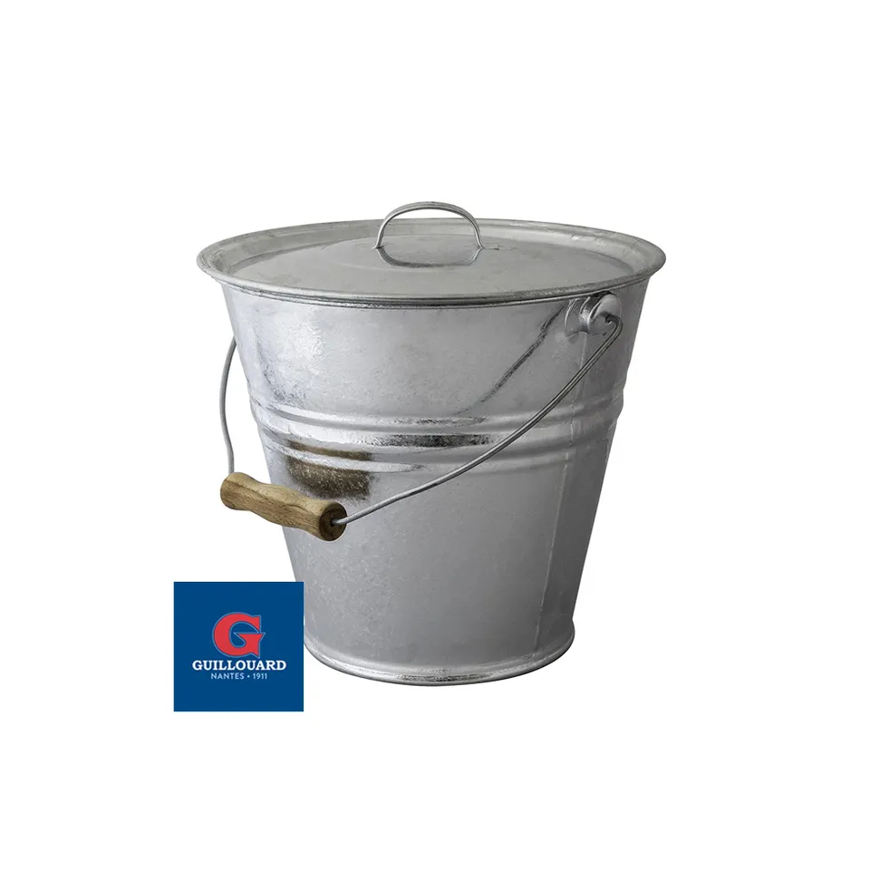 guillouard-luciole-seau-couvercle-galvanis-10-l-poign-e-bois image 1