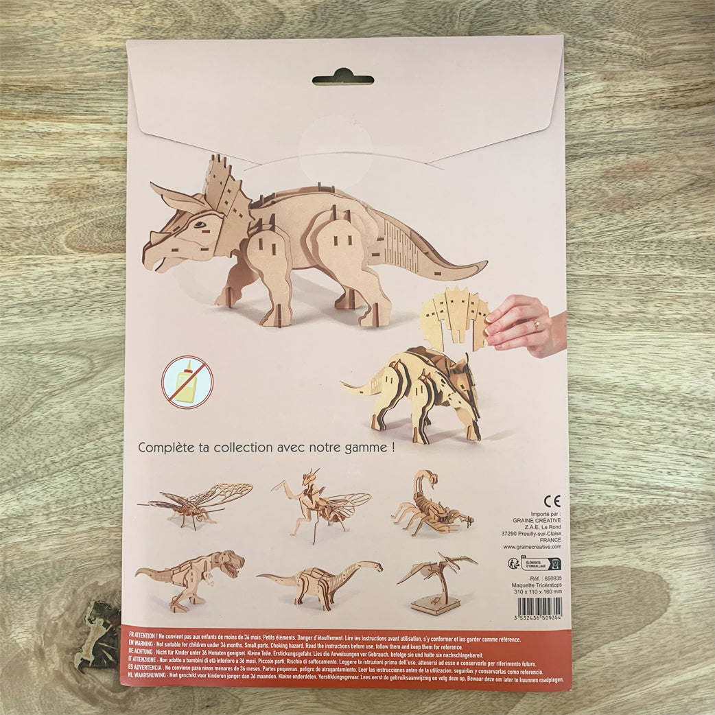 maquettes-triceratops-maquette-3d-bois-55-pi-ces-31-cm image 2