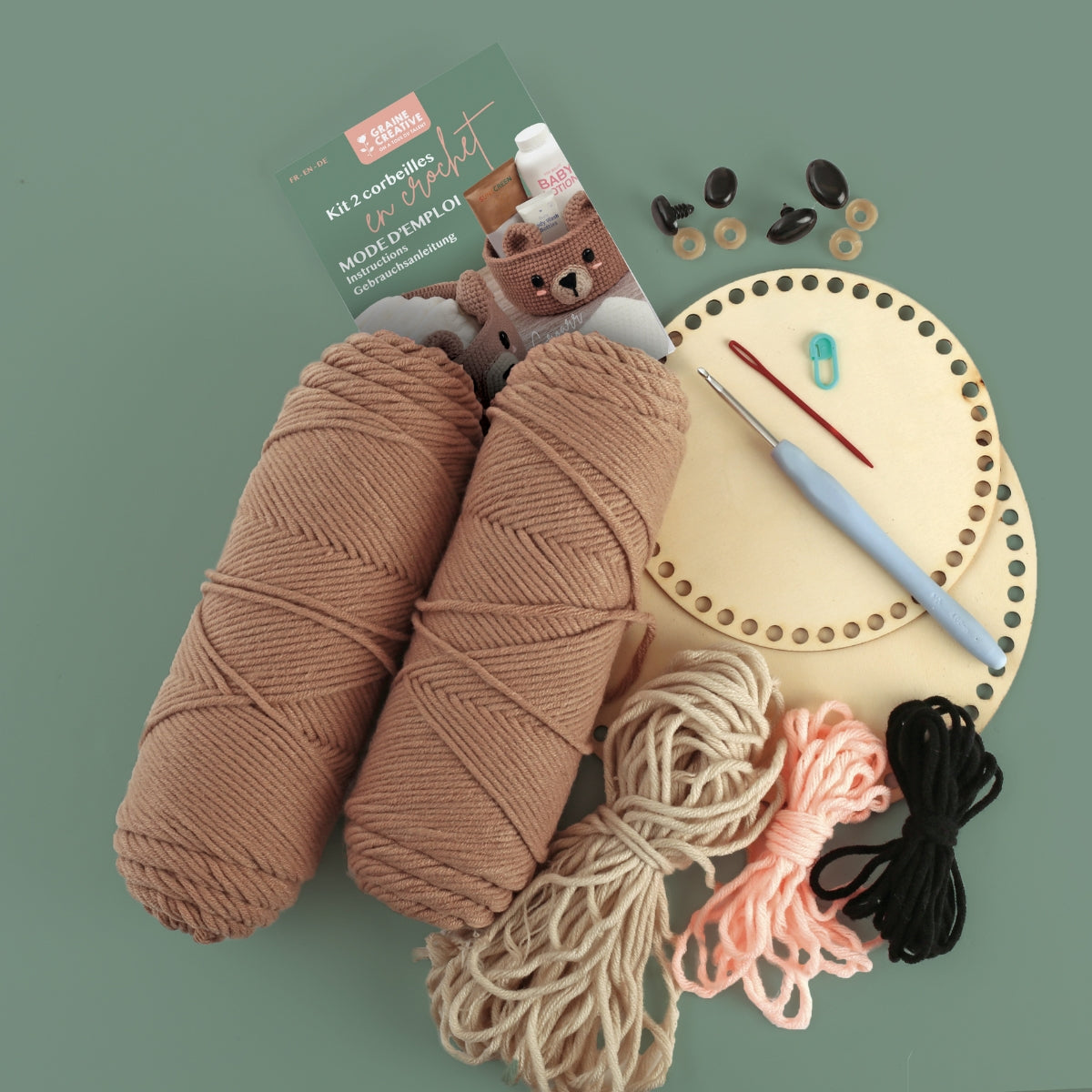 mes-courses-en-vrac-kit-diy-2-corbeilles-crochet-ours-rangement-b-b image 2