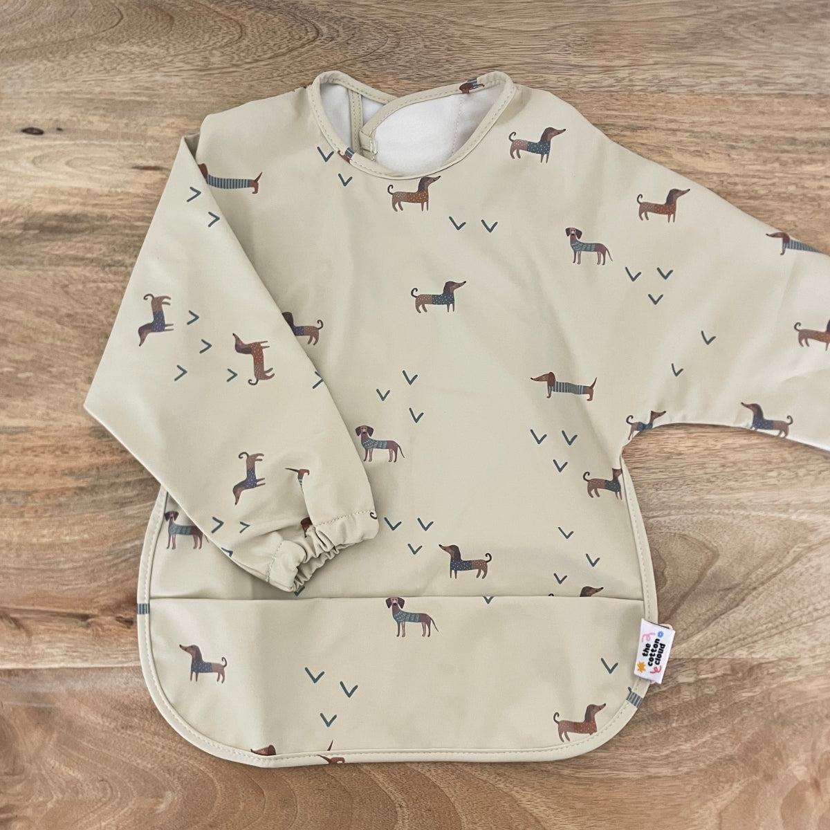 mes-courses-en-vrac-cotons-bavoir-manche-longue-teckel-imperm-able-6-36-mois image 1