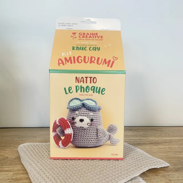 kit-amigurumi-phoque-crochet-d-butant-13-cm-coton image 1
