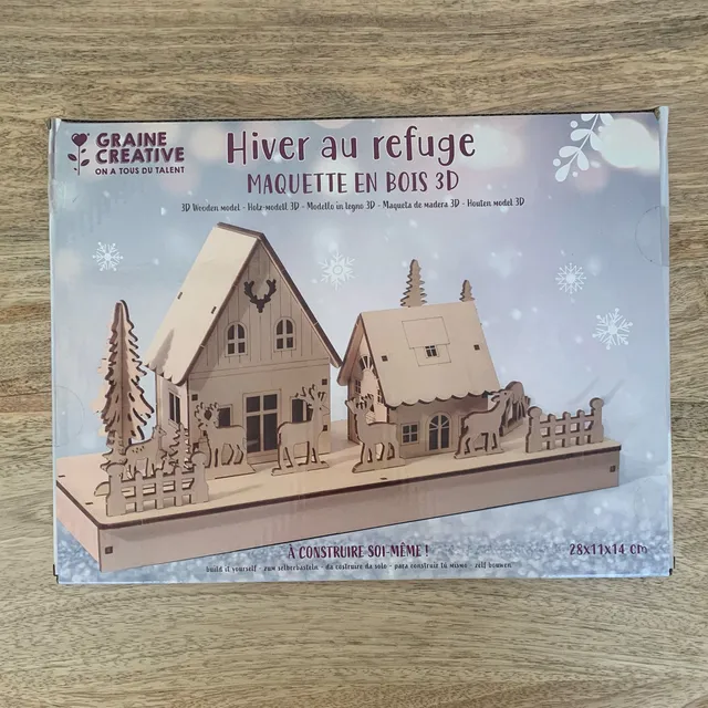 maquette-3d-bois-hiver-au-refuge-chalet-28-x-11-x-14-cm-d-s-10-ans image 1