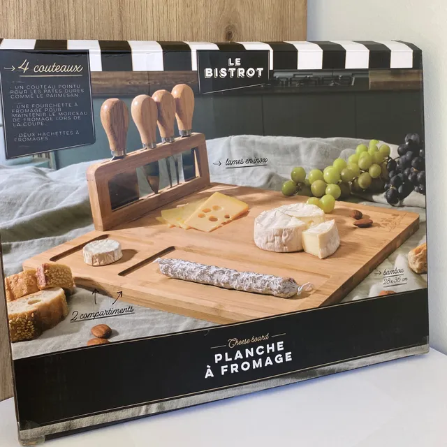cook-concept-planche-fromage-bambou-28x36-4-couverts-inox image 1