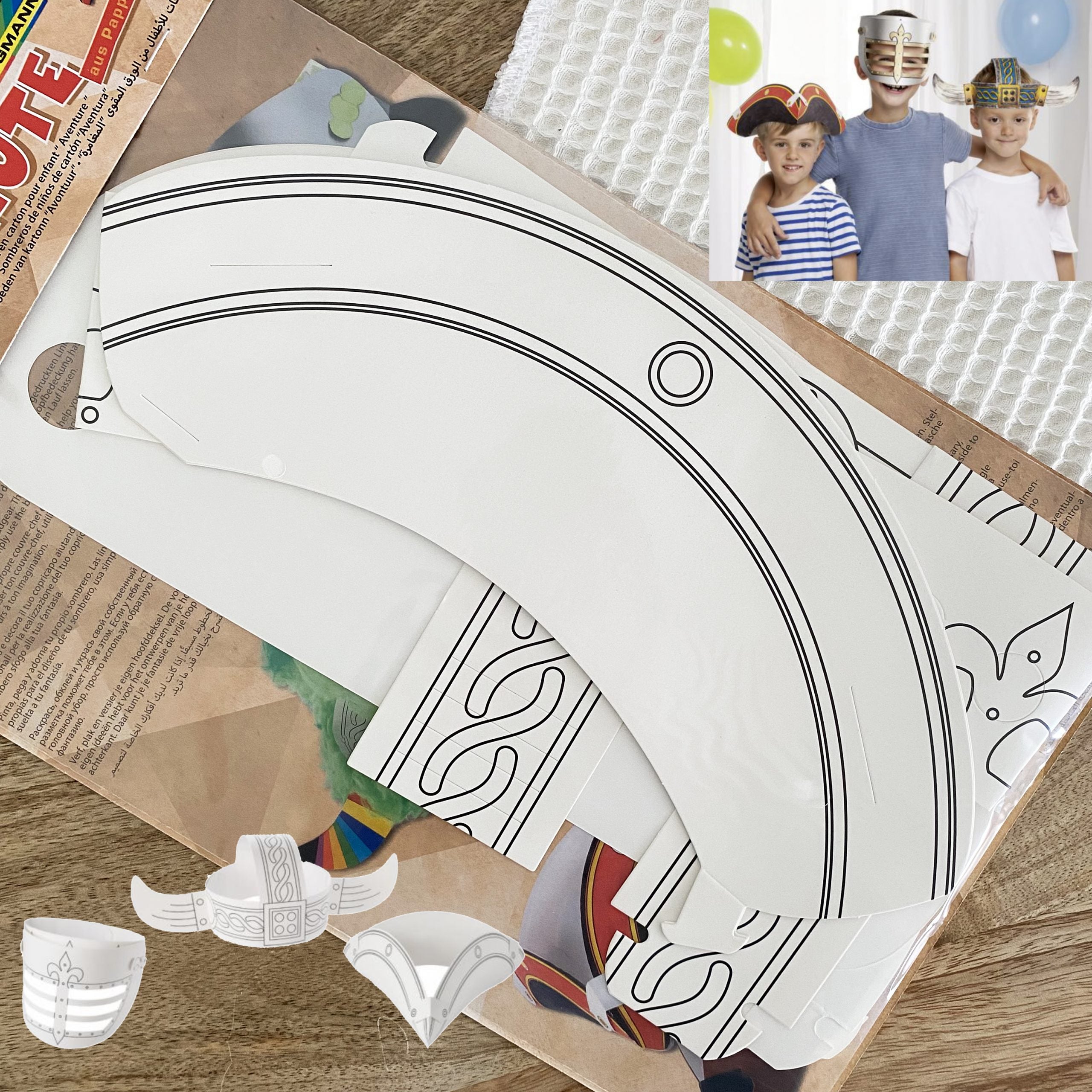 mes-courses-en-vrac-d-guisements-kit-chapeaux-carton-enfant-x3-colorier image 2