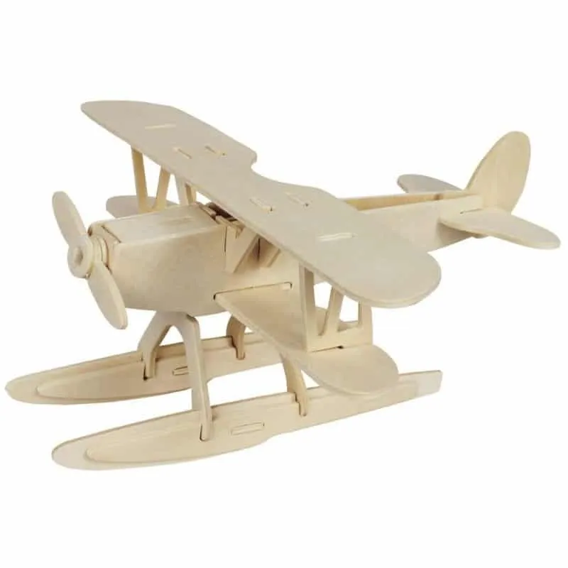 puzzle-3d-bois-hydravion-28-pi-ces-peindre-enfant image 1