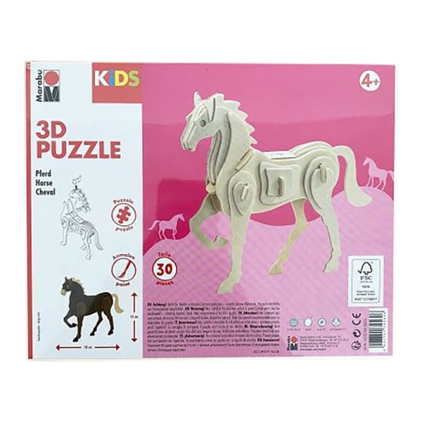 puzzle-3d-bois-cheval-30-pi-ces-peindre-sans-colle image 2