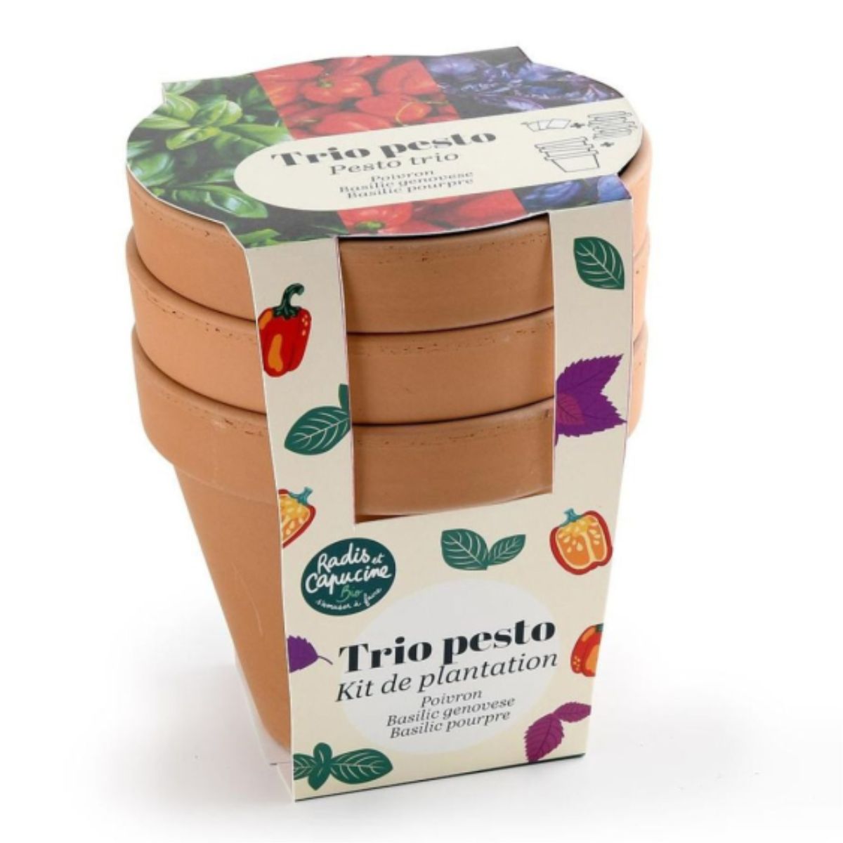 radis-et-capucine-pesto-bio-kit-planter-3-pots-terre-cuite image 1