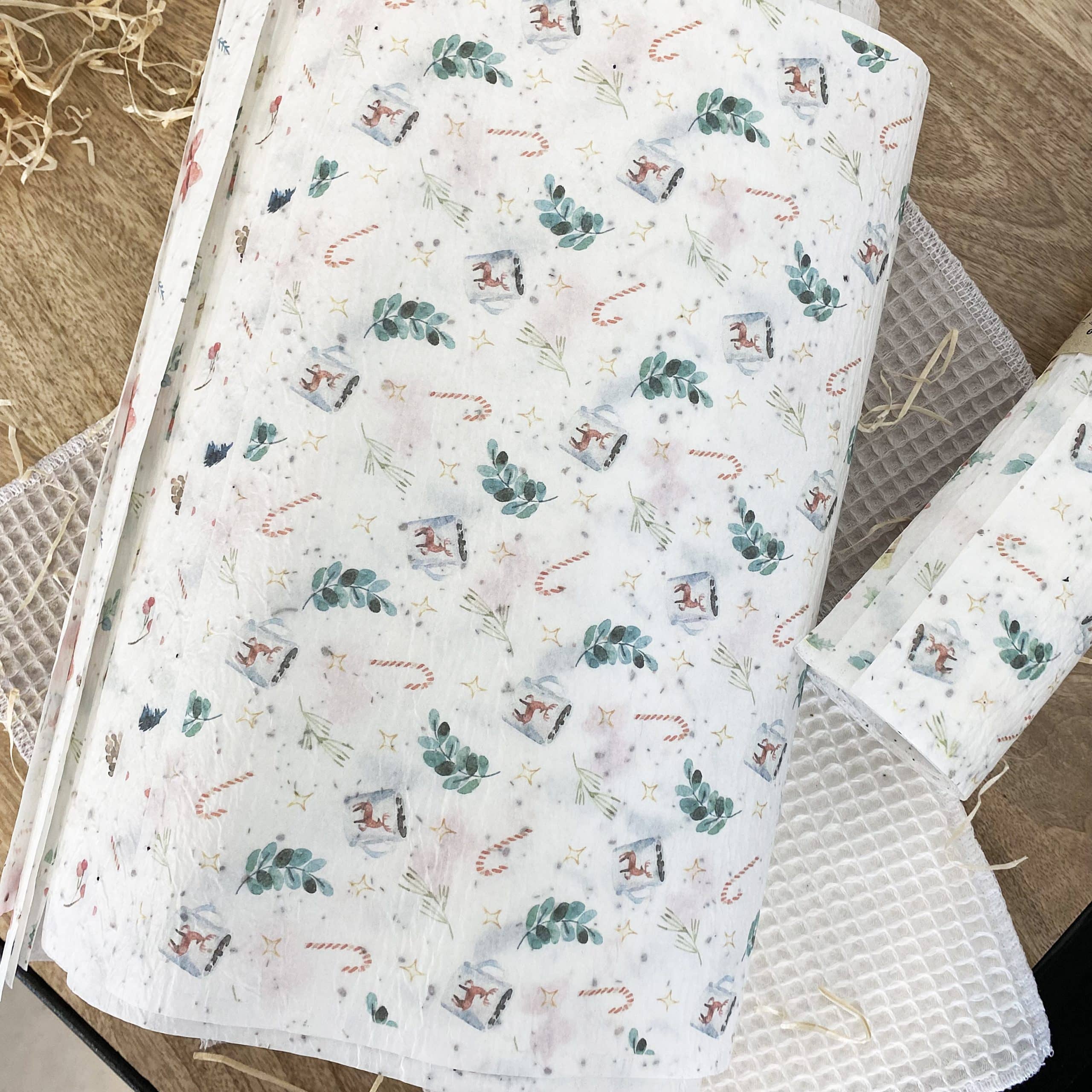 papier-cadeau-no-l-ensemenc-planter-lot-5-feuilles-fleurs image 3