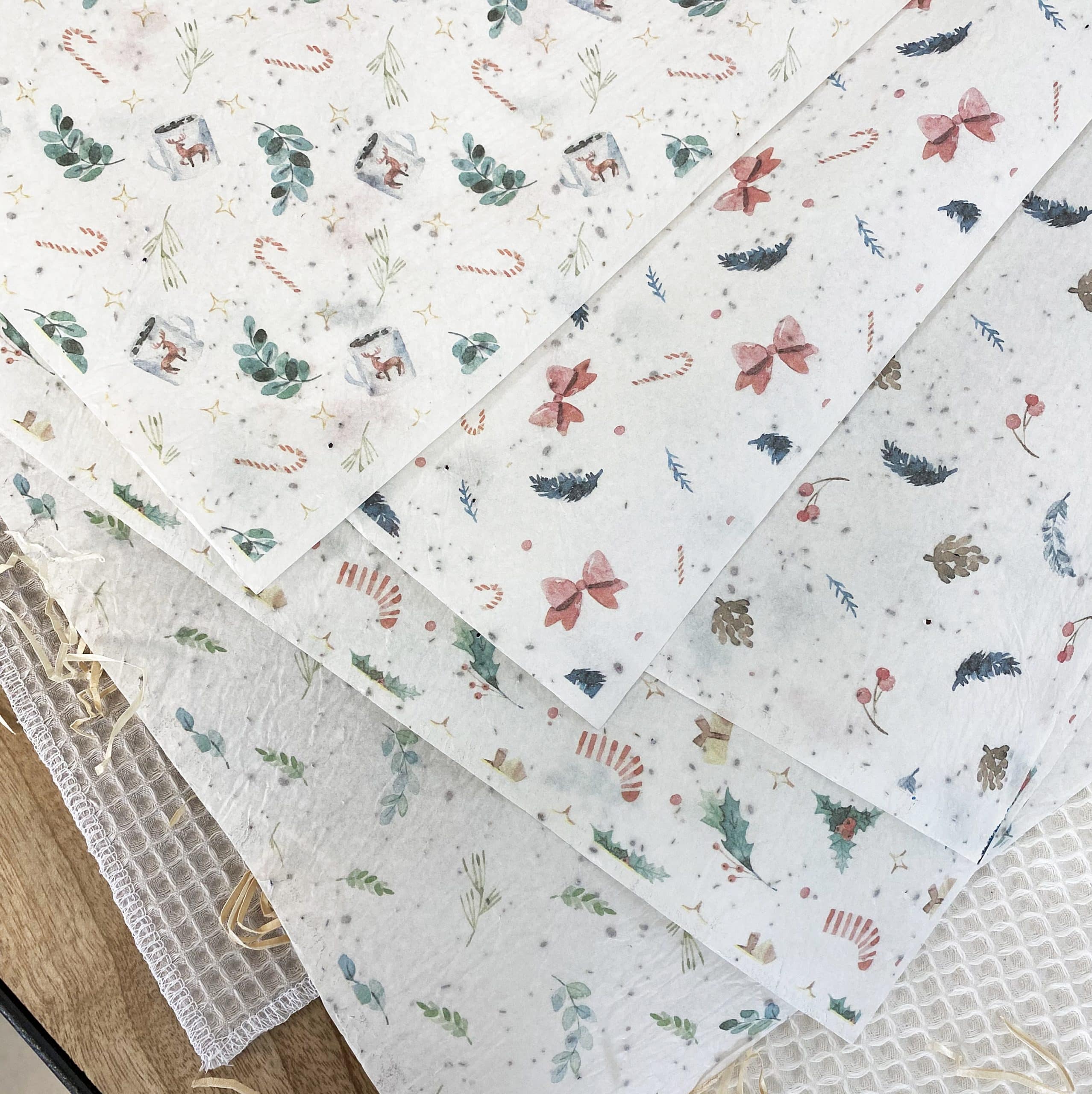 papier-cadeau-no-l-ensemenc-planter-lot-5-feuilles-fleurs image 4