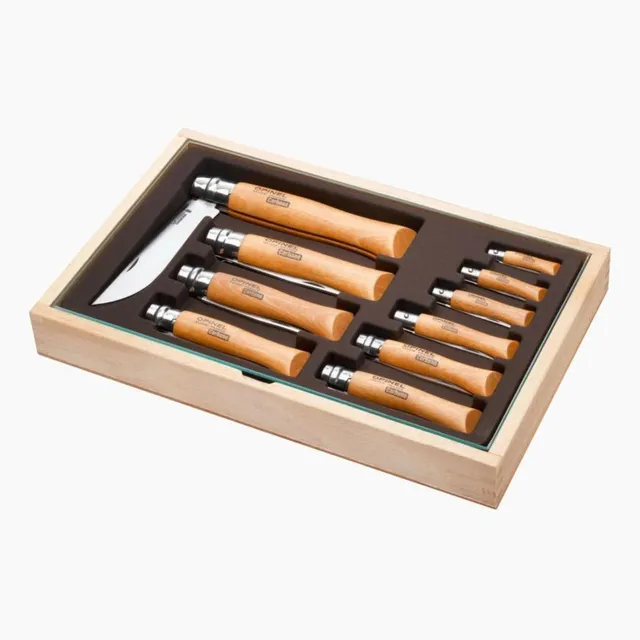 opinel-coffret-10-couteaux-carbone-tradition-n-02-n-12 image 1