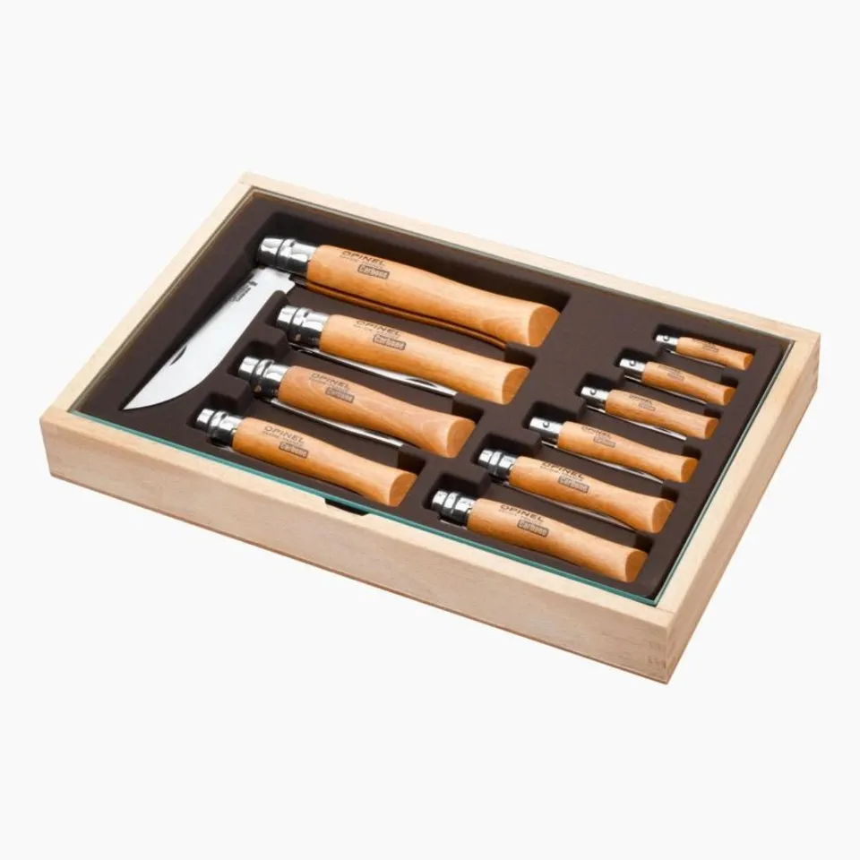 opinel-coffret-10-couteaux-carbone-tradition-n-02-n-12 image 1