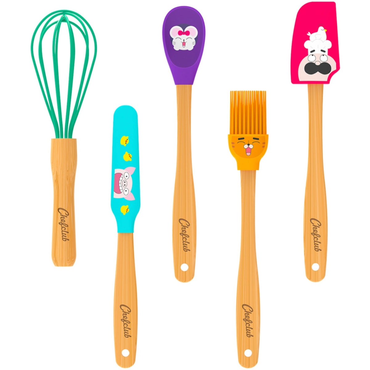 chefclub-kit-5-mini-ustensiles-cuisine-enfant-bambou image 2