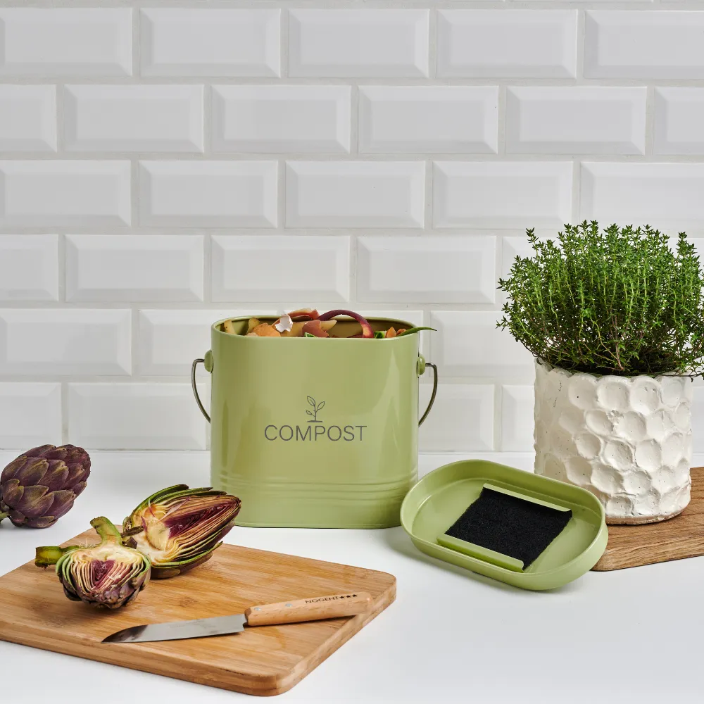 guillouard-seau-compost-ovale-3l-filtre-charbon-vert-sauge image 2