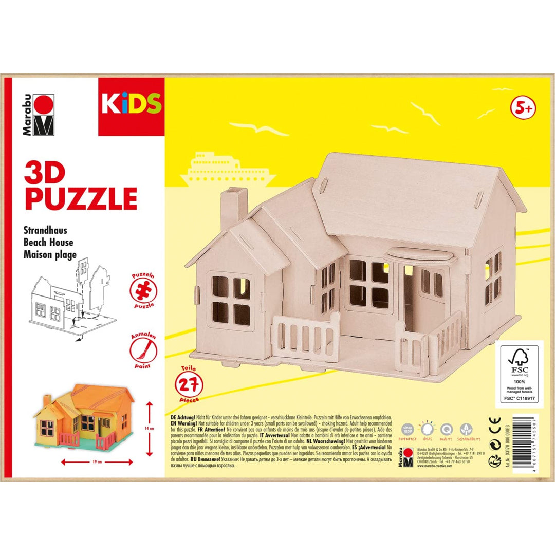 puzzle-3d-bois-maison-de-plage-27-pi-ces-14x19-cm image 2