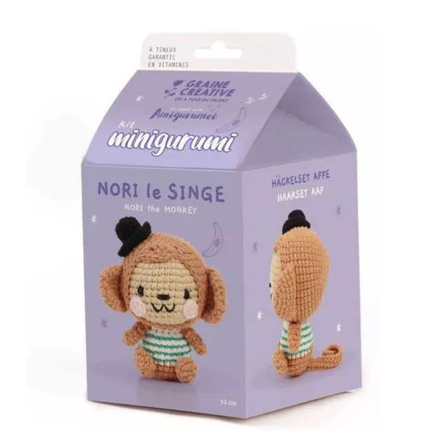 graine-cr-ative-kit-minigurumi-crochet-singe-nori-complet image 1