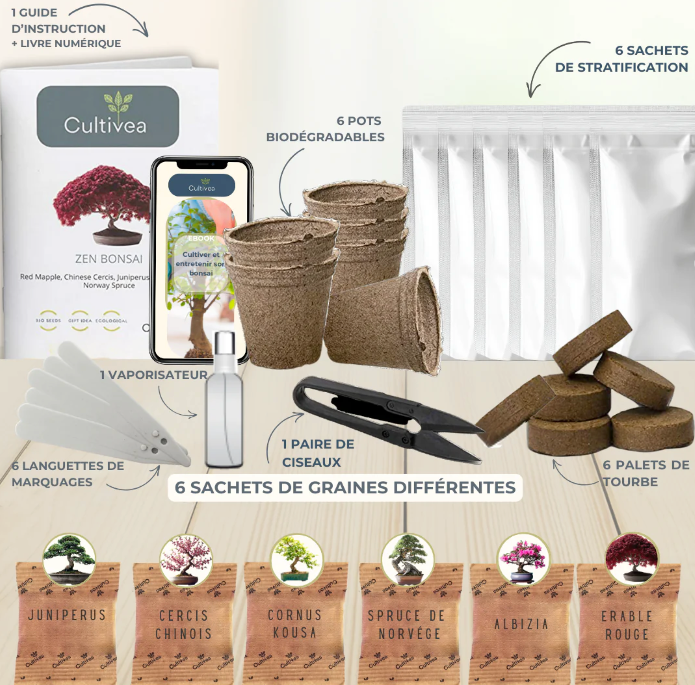 cultivea-mini-kit-6-bonsa-faire-pousser-kit-planter-6-vari-t-s image 2