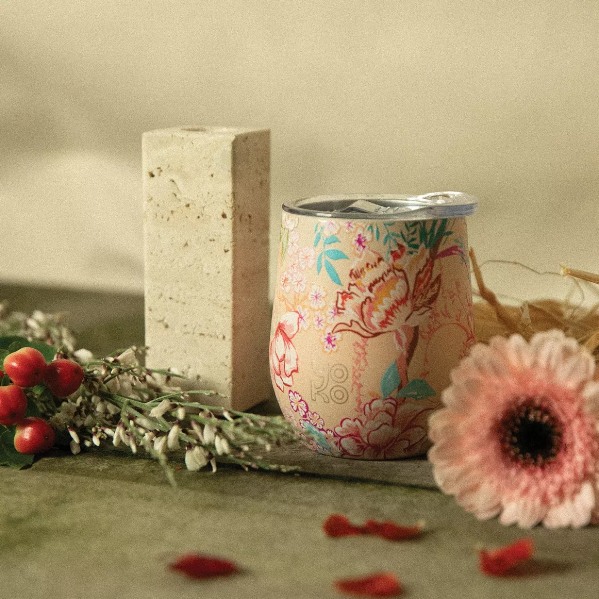 yoko-design-bali-mug-isotherme-250-ml-motif-floral-inox image 2