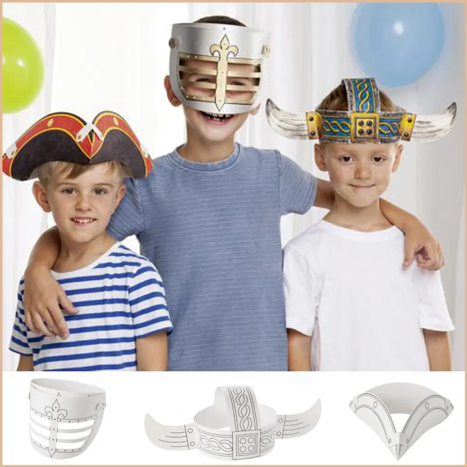 mes-courses-en-vrac-d-guisements-kit-chapeaux-carton-enfant-x3-colorier image 1