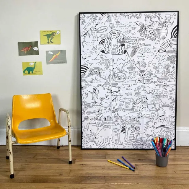 dinoworld-poster-g-ant-colorier-70x100-cm-dinosaures image 1