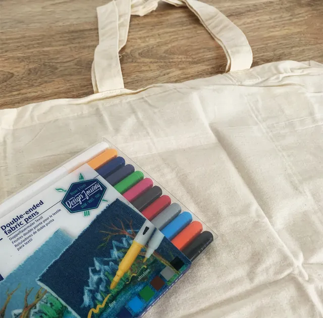kit-tote-bag-naturel-customiser-coton-12-feutres image 1