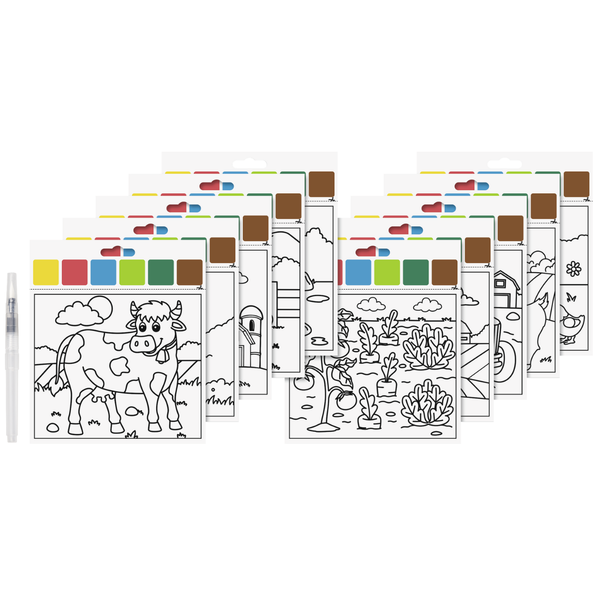 set-de-coloriage-ferme-peinture-l-eau-10-feuilles-enfant image 2