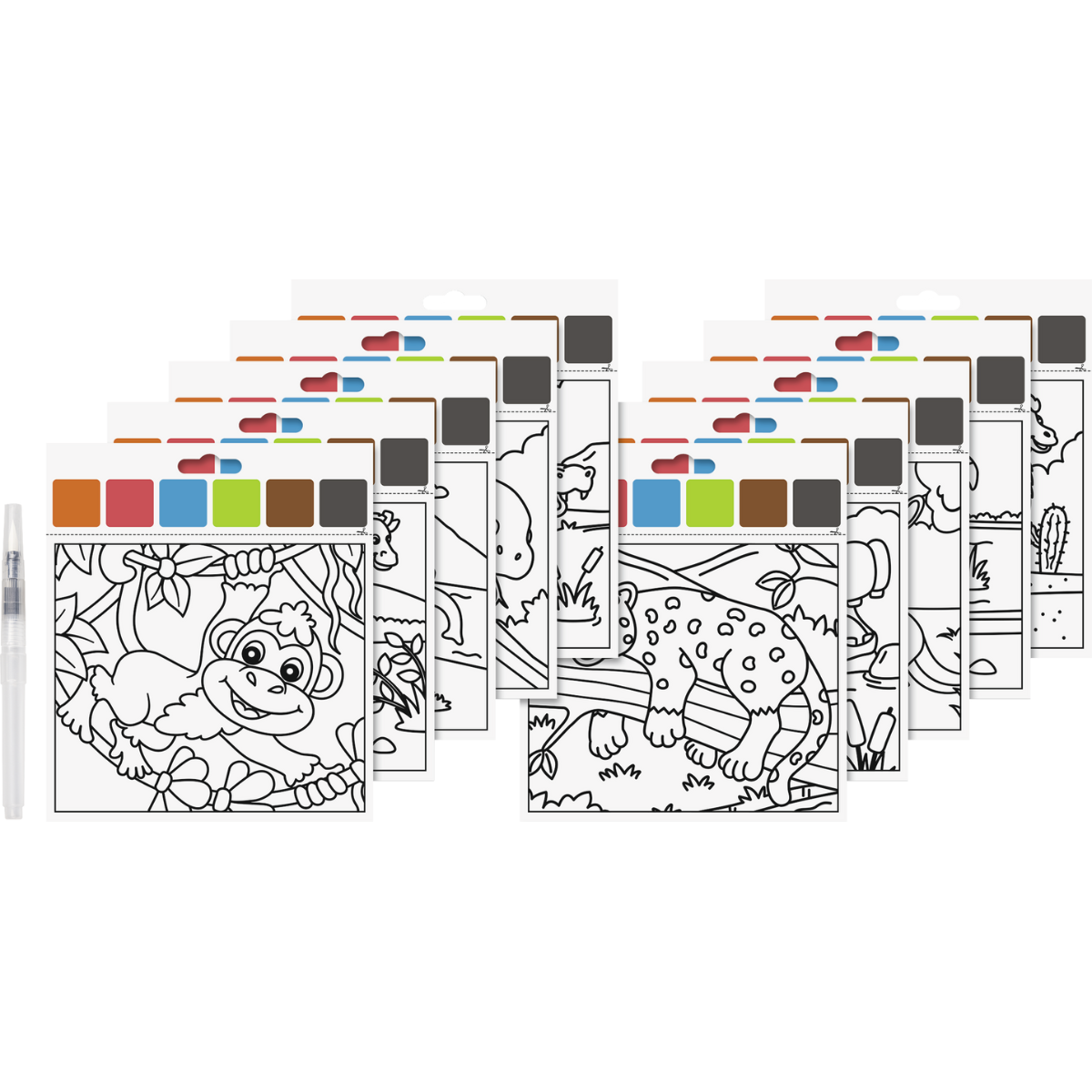 set-coloriage-zoo-peinture-l-eau-10-feuilles-pinceau image 3