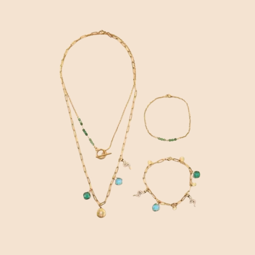 graine-cr-ative-kit-bijoux-diy-acier-parure-verte-dor image 1